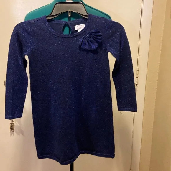 Crown & Ivy Kids Sparkling Blue Dress w/Bow & Leg no Sleeves Sm Crown & Ivy Kids Sparkling Blue Dress w/Bow & Leg no Sleeves Sm
